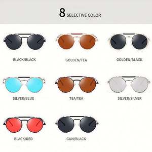 Gafas de Sol Redondas Estilo Steampunk con Protección Lateral Metálica para Hombre, Diseño Vintage, Protección UV400, Última Moda, Venta al Por Mayor - Product Image 3