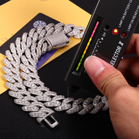 Pulsera de Cadena Cubana de Plata de Ley 925 Maciza con Moissanita de 6-15mm, Estilo Miami Iced Out, Joyería Hiphop para Hombre, Regalo
