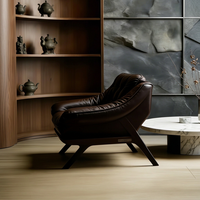 Fauteuil individuel en cuir véritable, style vintage, chaise de salon, mobilier de maison, chaise longue confortable et élégante, pieds en bois de hêtre