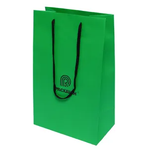 2024 Green Fancy Strong Print Custom Made Twist Handle Kraft Brown Paper Bag
