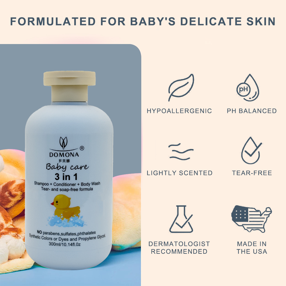 ORANGLES Wholesale Natural 3-in-1 Baby Care Shampoo Shower Gel – Coconut Oil Infused Hair Conditioner for Kids Anti-Dandruff Bulk Supply - detailed closeup view - Image 3 of 4 | great for travel | Texas | Free Shipping ORANGLES