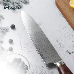 Cuchillo de Chef Japonés Nuevo 2025 de Acero Inoxidable Damasco para Cocina, Dureza <span class=keywords><strong>Rockwell</strong></span> 60, Mango de Madera Natural Ecológico, 8-9.9 pulgadas - Product Image 4