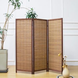 Paravent contemporain à 3 panneaux, séparateur de pièce court, autoportant, <span class=keywords><strong>en</strong></span> <span class=keywords><strong>bambou</strong></span>, occultant, brun, 395 - Product Image 3