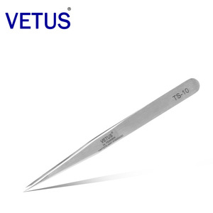 Pinzas Antiestáticas Vetus Serie TS de Acero Inoxidable ESD, Puntiagudas y Curvadas para Arte de Uñas y Depilación - Product Image 2