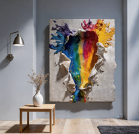 Peinture murale sur toile abstraite arc-en-ciel moderne pour salon, fond de canapé, porche, couloir, origine Chine