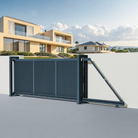 Automatische schuifpoort van aluminium met privacylamellen, op afstand bedienbaar, elektrisch, op maat gemaakt voor villa oprit, weerbestendig, anti-roest, beveiligingspoort voor binnenplaats