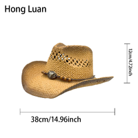 Chapeau de cowboy en paille rigide ajouré en gros |   Chapeaux de festival Panama personnalisés en perles de bois pour femmes et hommes, parfaits pour l'été et la plage
