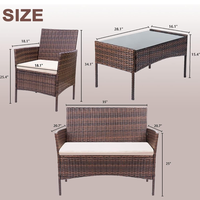 Haute qualité 4 pièces Design moderne extérieur jardin rotin canapé ensemble pratique confortable doux coussins solide cadre en métal pour hôtels