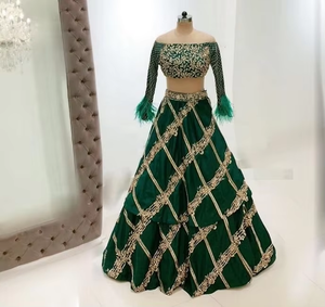 2019 élégant et beau indien/pakistanais Lehenga Choli broderie lourde robe de soirée de mariage pour les femmes de grande taille - Product Image 2