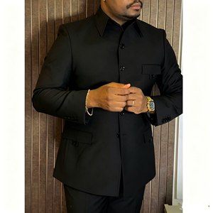 Completo da <span class=keywords><strong>Uomo</strong></span> Grigio Scuro Safari per Affari, Elegante <span class=keywords><strong>Blazer</strong></span> Monopetto a 2 Pezzi con Giacca e Pantaloni, Lunghezza Regolare - Product Image 2