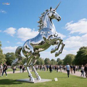 Grand support en acier inoxydable géant 304/316SS pour vernis à miroir de l'<span class=keywords><strong>Europe</strong></span> <span class=keywords><strong>mythe</strong></span> public de station personnalisée Sculpture de licorne pour la décoration de paysage - Product Image 3