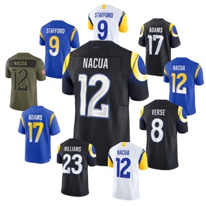 Camisetas de Fútbol Americano de los Angeles Rams para Hombre, Manga Corta # 12 Nacua # 23 Williams # 9 Stafford # 17 Adams # 8 Verso - Product Image 1
