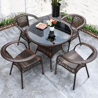 Tables et chaises de balcon d'extérieur en rotin et bambou, style chinois
