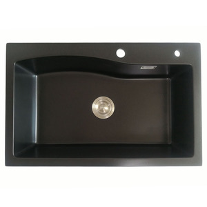 Bồn Rửa Nhà Bếp Bằng Đá Granite Tổng Hợp Thạch Anh Đen Chống Trầy Xước Hình Chữ Nhật Hiện Đại - Product Image 2