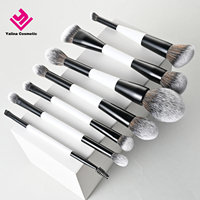 Set Kuas Makeup Profesional 10 Buah Dua Sisi Berbahan Sintetis Vegan untuk Wajah & Mata dengan Kuas Concealer dan Logo Kustom