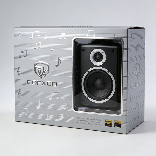 Embossing GoTop Clear Window Corrugated Box for Audio Speaker with Matte Lamination Custom Insert Premium Music Gear Packaging