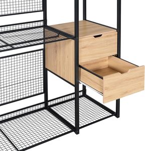 Latest <strong>Design</strong> Freestanding <strong>Closet</strong> Organizer Metal Open-Style Wardrobe with Hanging Rails Shelves 2 Drawers for Clothing Bags - Product Image 6
