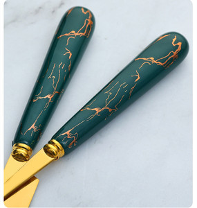 Luxury Marble Ceramic Handle Stainless Steel Flatware <b>Sets</b> Gold Spoon Knife Fork Cutlery for Weddings <b>Dinners</b> Sustainable - Product Image 6