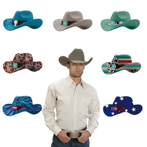 Cool cowboy hats wholesale high quality durable denim fabric fashion outdoor wear casual style vintage cowboy hats for men