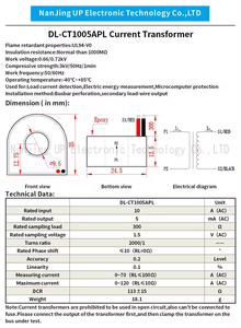 Transformador de Corriente Miniatura NJXSE DL-CT1005AP con Montaje, 5A 10A 20A 30A 50A 70A, Pin de Conexión CT - Product Image 5