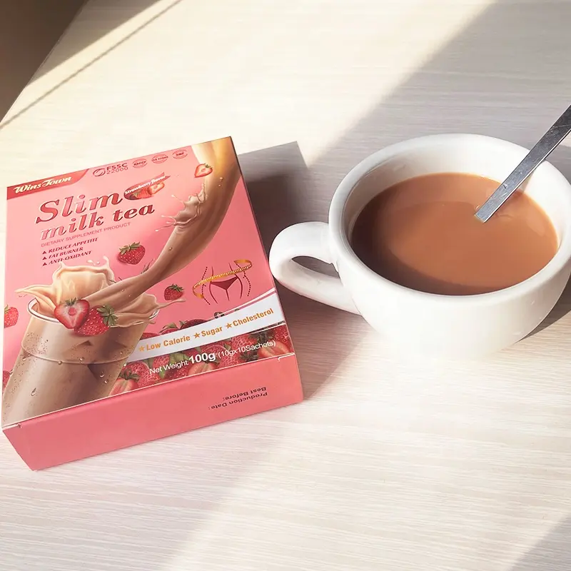 Winstown slim milk tea Natural slimming weight loss Instant coffee Meal Replacement Powder Strawberry flavor teabags