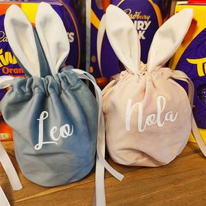 Ornement d'oreilles de lapin de Pâques personnalisé avec nom gravé, en polyester, style moderne, pour rangement de bonbons, décoration de fête de mariage - Product Image 1