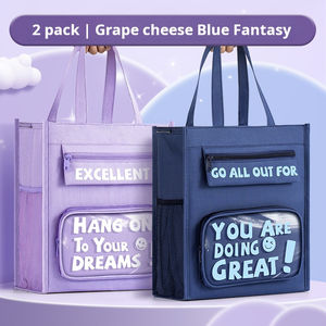 Sac à main Oxford multifonctionnel Sac de tutorat pour étudiants Sac de classement de grande capacité Sac de rangement A4 à fermeture éclair en toile Sac de rangement portable pour papeterie - Product Image 4