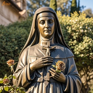 Sstimmate sulla fronte in fusione di ottone che tengono gesico rose incrociate intorno a malattie e ferite patrono santo a grandezza naturale statua in bronzo di St Rita - Product Image 5
