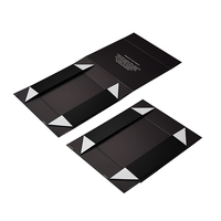 Boîte pliable magnétique noire personnalisée avec papier de soie imprimé du logo de la marque, expédition à plat, boîte rigide pour pulls et vêtements de mode