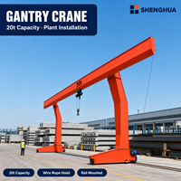 Grue portique monopoutre robuste de type L Shenghua avec télécommande PLC, capacité de 5 à 32 tonnes, pour une utilisation sécurisée en atelier