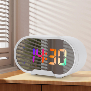 Réveil électronique LED portable EMAF avec double miroir, décoration <span class=keywords><strong>de</strong></span> chambre, transformation numérique RGB, chargeur et lumière LED - Product Image 3