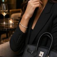 Bracelet trèfle plaqué or blanc de haute qualité, élégant, avec zircon pavé, maillons quadrifoliaux, bijou minimaliste, cadeau
