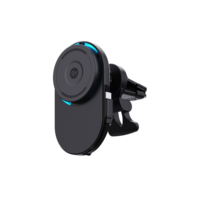 Chargeur sans fil pour voiture avec câble rétractable, support pour grille d'aération, support à ventouse pour tableau de bord