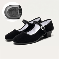 Chaussures de danse folklorique noires à talons en toile, modèle BW26, fourniture d'usine, pour examen professionnel Jiaozhou Yangge et danse carrée