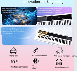 Piano electrónico portátil de 61 teclas con teclas sensibles al tacto, altavoz incorporado, piano digital BT para principiantes y adultos. - Product Image 2
