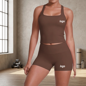 Conjuntos Deportivos YIYI Transpirables con Logotipo Frontal, 2 Piezas, Shorts de Yoga de Cintura Alta, Top Deportivo con Espalda Cruzada, para Gimnasio y Fitness - Product Image 3