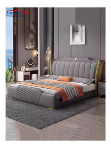 Lit en cuir moderne minimaliste de taille Queen avec rangement, design durable et écologique, options de couleur personnalisées, best-seller - Product Image 5