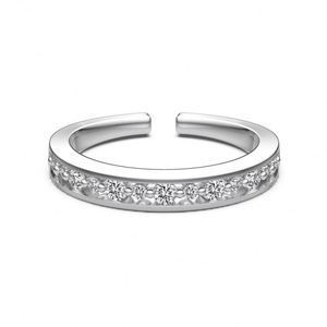 Dylam Trendy Design 925 <b>Silver</b> Eternity Band 5A Zirconia Open <b>Adjustable</b> Wedding Engagement Promise <b>Rings</b> for Women Lady Girls - Product Image 1