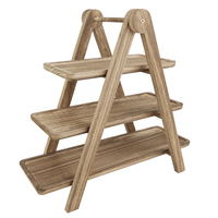 Plateau de service en bois à 3 niveaux plateau de service Rectangle en acacia massif pour décor à la maison support à Cupcake plateau de service