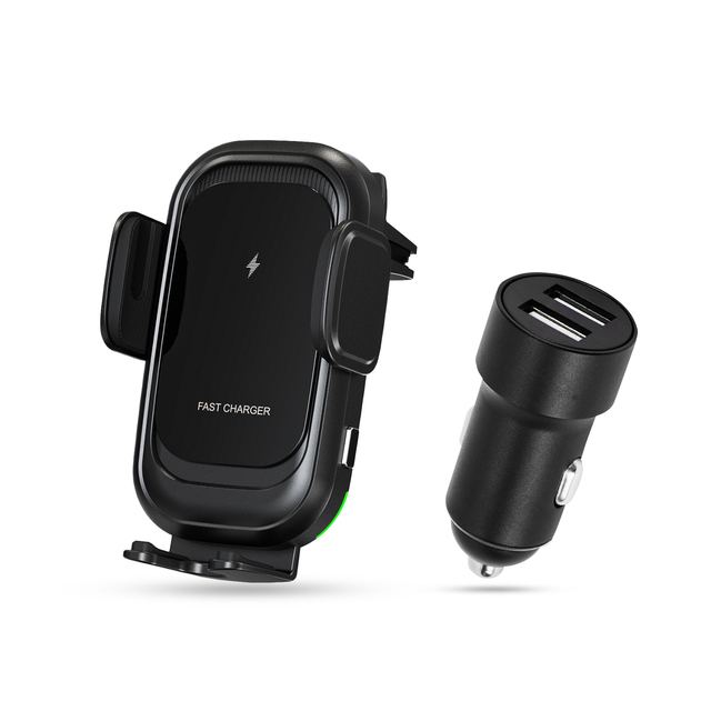 Factory Direct Sales High Quality Double Coil Wireless Car Charger Vent Bracket Wireless Charger for Mobile Phone