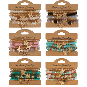 Conjunto de Pulseras de Moda con Dijes de Mariposa y Cuentas para Mujer, Multicapa, con Cristales, Diamantes de Imitación y Perlas de Imitación, Hecho en - Product Image 1