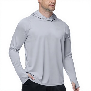 Chemise <span class=keywords><strong>de</strong></span> sport à capuche pour <span class=keywords><strong>homme</strong></span> UPF 50+, séchage rapide, manches longues, protection solaire pour la pêche, la randonnée, la course à pied - Product Image 2