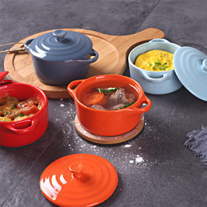 Tazones Minimalistas con Doble Asa y Tapa para Hornear, Desayunos, Sopas, Huevos al Vapor, Pudín, Comidas para Niños - Product Image 1