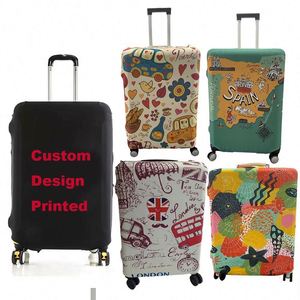 Housse de protection personnalisée pour valise, en tissu polyester extensible, avec logo imprimé sur mesure - Product Image 1