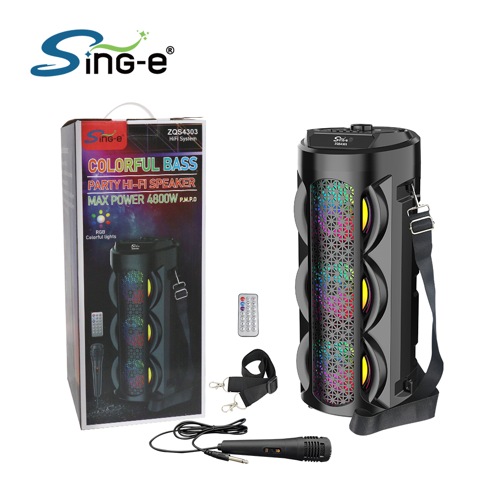SING-E ZQS4303 4-Inch Karaoke Speaker with LED Lights - Portable