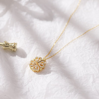 Meilleure vente 925 argent magnétique coeur Zircon fleur pendentif collier trèfle à quatre feuilles connecter collier femmes bijoux fins