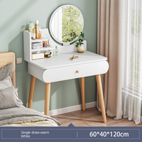 Table console avec miroir, style bois, coiffeuse avec miroir