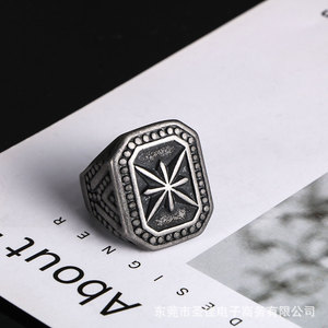 Men's <b>Titanium</b> Steel <b>Ring</b> Star Pattern Punk Style Gift Jewelry SA1035 - Product Image 1