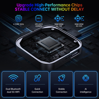 Fuallwin Android 4+64G Car Play Ai Box Adaptador Inalámbrico Carplay con Reproducción de Video YouTube Netflix TikTok Compatible con iPhone con Cable