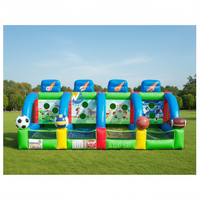 Jeu gonflable de carnaval 4 en 1 en PVC durable : football, basketball, volley-ball, lancer de ballons pour enfants
